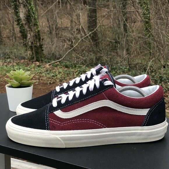 Vans T375 Authentic Two-Tone Suede Skate Shoe Size MENS 9.5 / WOMENS 11 Blue Red - Picture 2 of 12